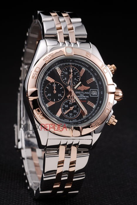 virtuemart_product_1123rolex-replica-orologi-copia-imitazione-rolex-omega Breitling replica chrono acciaio rose gold black dial orologio replica copia imitazione 4us152 - immagine 1