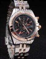 Breitling replica chrono acciaio rose gold black dial orologio replica copia imitazione 4us152 - immagine 3