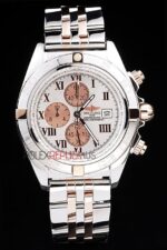 Breitling replica white dial roman acciaio rose gold orologio replica copia imitazione 4us166 - immagine 3