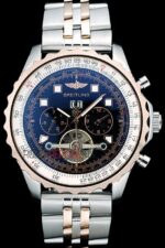 Breitling replica chrono acciaio rose gold blue black orologio replica copia imitazione 4us187 - immagine 3
