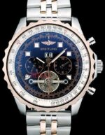 Breitling replica chrono acciaio rose gold blue black orologio replica copia imitazione 4us187 - immagine 4