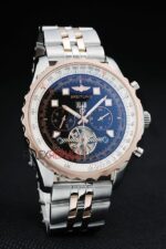 Breitling replica chrono acciaio rose gold blue black orologio replica copia imitazione 4us187 - immagine 5