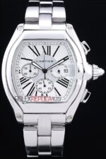 Cartier replica chrono acciaio white dial imitazione replica orologio copia 4us056 - immagine 3