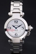 Cartier replica pasha acciaio white dial imitazione replica orologio copia 4us057 - immagine 3