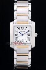 Cartier replica tank francaise acciaio oro white dial imitazione replica orologio copia 4us058