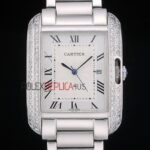 Cartier replica tank francaise acciaio white dial diamond imitazione replica orologio copia 4us070