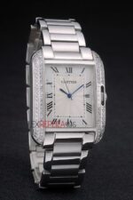 Cartier replica tank francaise acciaio white dial diamond imitazione replica orologio copia 4us070 - immagine 4