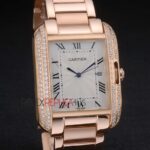 Cartier replica tank francaise full rose gold diamond imitazione replica orologio copia 4us072
