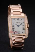Cartier replica tank francaise full rose gold diamond imitazione replica orologio copia 4us072