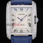 Cartier replica tank francaise acciaio diamond blue dial imitazione replica orologio copia 4us077