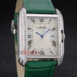 Cartier replica tank francaise acciaio diamond green dial imitazione replica orologio copia 4us078