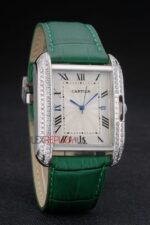 Cartier replica tank francaise acciaio diamond green dial imitazione replica orologio copia 4us078