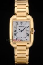 Cartier replica tank francaise  gold dial imitazione replica orologio copia 4us088 - immagine 3