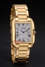Cartier replica tank francaise  gold dial imitazione replica orologio copia 4us088 - immagine 4