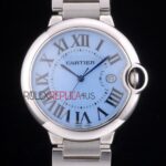 Cartier replica balon bleu acciaio celeste imitazione replica orologio copia 4us096