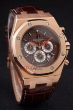 Audemars Piguet royal oak offshore special edition city of sails rose gold brown replica orologio copia imitazione crono 4us044 - immagine 3