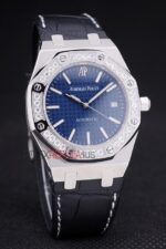 Audemars Piguet royal oak jumbo blue dial diamond replica orologio copia imitazione crono 4us051 - immagine 3