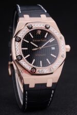 Audemars Piguet royal oak jumbo black dial diamond rose gold replica orologio copia imitazione crono 4us053 - immagine 3