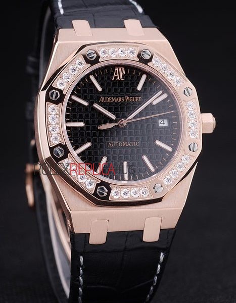 virtuemart_product_480rolex-replica-orologi-copia-imitazione-rolex-omega Audemars Piguet royal oak jumbo black dial diamond rose gold replica orologio copia imitazione crono 4us053 - immagine 1