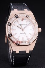 Audemars Piguet royal oak jumbo white dial diamond rose gold replica orologio copia imitazione crono 4us054 - immagine 3