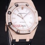 Audemars Piguet royal oak jumbo white dial diamond rose gold replica orologio copia imitazione crono 4us054
