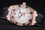 Audemars Piguet royal oak jumbo white dial diamond rose gold replica orologio copia imitazione crono 4us054 - immagine 4