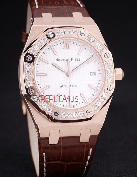 virtuemart_product_498rolex-replica-orologi-copia-imitazione-rolex-omega Audemars Piguet royal oak jumbo argentèè dial diamond rose gold replica orologio copia imitazione crono 4us055 - immagine 1