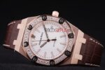 Audemars Piguet royal oak jumbo argentèè dial diamond rose gold replica orologio copia imitazione crono 4us055 - immagine 4
