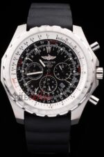 Breitling replica chrono acciaio navitimer black dial orologio replica copia imitazione 4us138 - immagine 4