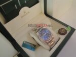 Rolex replica datejust acciaio blu oyster brillantini orologio replica copia imitazione 4us194 - immagine 4