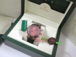Rolex replica daytona vip pelle chocolate ceramichon bezel rose gold orologio replica copia imitazione 4us465 - immagine 3