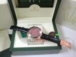 Rolex replica daytona vip pelle chocolate ceramichon bezel rose gold orologio replica copia imitazione 4us465 - immagine 7