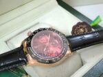 Rolex replica daytona vip pelle chocolate ceramichon bezel rose gold orologio replica copia imitazione 4us465 - immagine 5