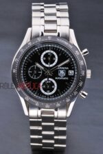 Tag-Heuer replica gran carrera chrono acciaio black dial imitazione replica orologio 4us284 - immagine 3