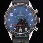 Tag-Heuer replica gran carrera chrono mclaren black dial strip rubber imitazione replica orologio 4us299