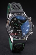 Tag-Heuer replica gran carrera chrono mclaren black dial strip rubber imitazione replica orologio 4us299 - immagine 3