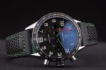 Tag-Heuer replica gran carrera chrono mclaren black dial strip rubber imitazione replica orologio 4us299 - immagine 5