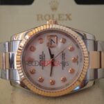 Rolex replica datejust acciaio oro madreperla brillantini oyster orologio replica copia imitazione 4us262