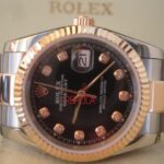 Rolex replica datejust acciaio oro black brillantini oyster orologio replica copia imitazione 4us255