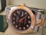 Rolex replica datejust acciaio oro black brillantini oyster orologio replica copia imitazione 4us255 - immagine 3