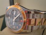 Rolex replica datejust acciaio oro black brillantini oyster orologio replica copia imitazione 4us255 - immagine 4