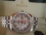 Rolex replica datejust acciaio madrepela roman jubilèè orologio replica copia imitazione 4us243 - immagine 3