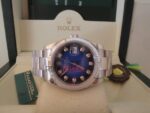 Rolex replica datejust acciaio oyster nero blue orologio replica copia imitazione 4us235 - immagine 3