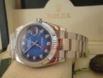 Rolex replica datejust acciaio oyster nero blue orologio replica copia imitazione 4us235 - immagine 4