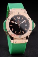 Hublot replica automatic vendome green rose gold collection strip rubber orologio replica copia 4us304 - immagine 3