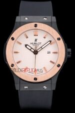 Hublot replica automatic vendome black rose gold collection strip rubber orologio replica copia 4us310 - immagine 4
