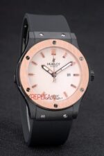 Hublot replica automatic vendome black rose gold collection strip rubber orologio replica copia 4us310 - immagine 3