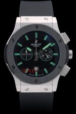 Hublot replica big bang chrono acciaio black strip rubber orologio replica copia 4us312 - immagine 3