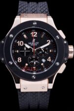 Hublot replica big bang chrono rose gold black strip rubber orologio replica copia 4us313 - immagine 3