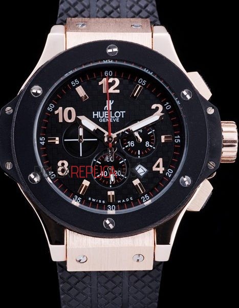 virtuemart_product_4201rolex-replica-orologi-copia-imitazione-rolex-omega Hublot replica big bang chrono rose gold black strip rubber orologio replica copia 4us313 - immagine 1